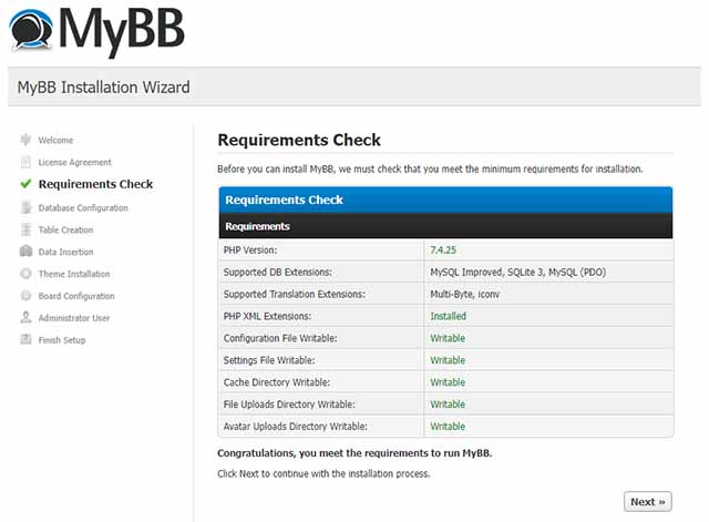 MyBB requirement